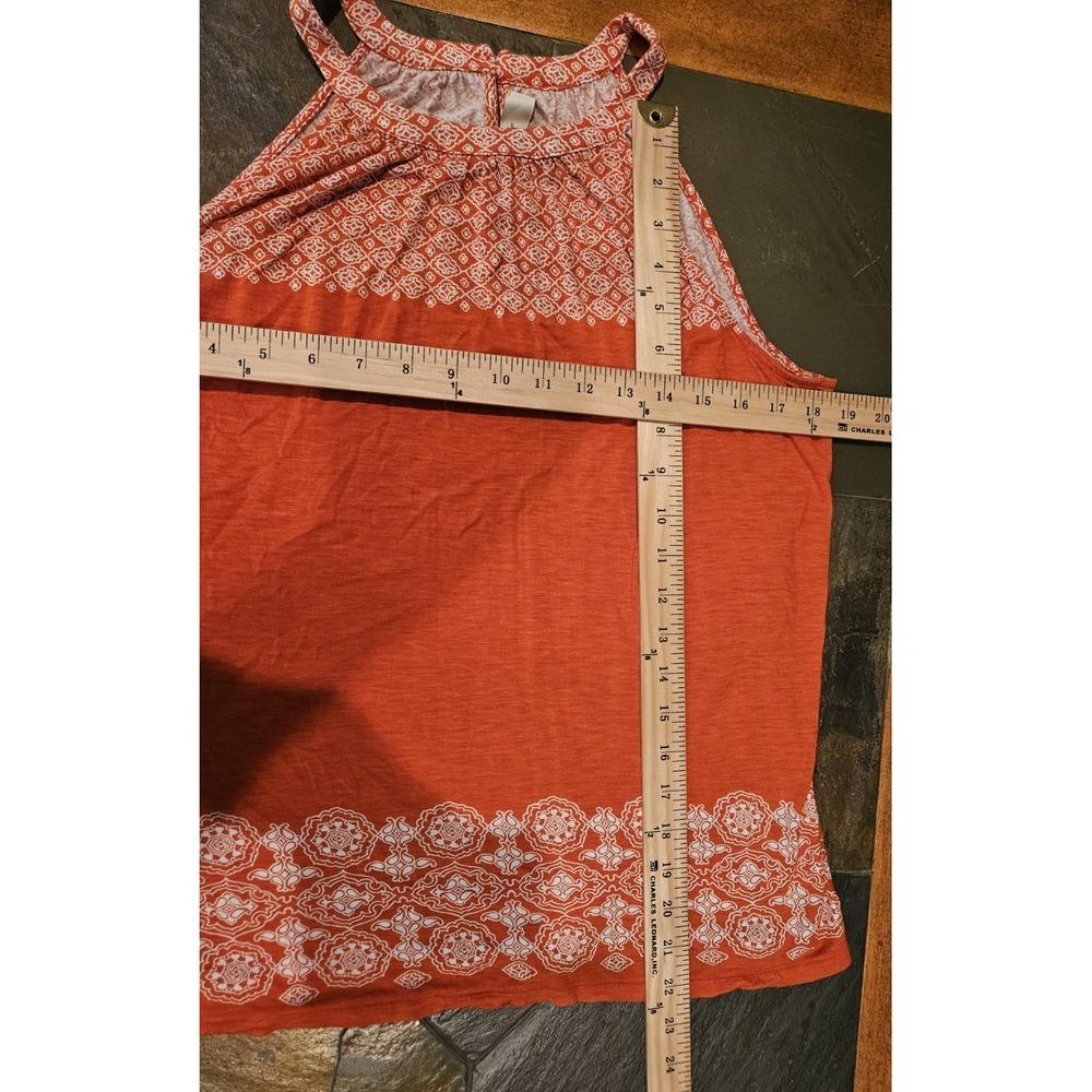 Ann Taylor Loft Women Orange Sleeveless Blouse Sz M Boho - Picture 8 of 8